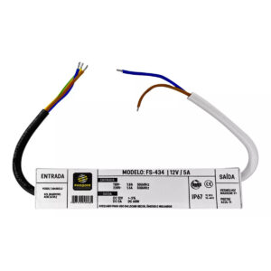 Fonte 12V / 5A Blindada Bivolt Fasgold Fs-434